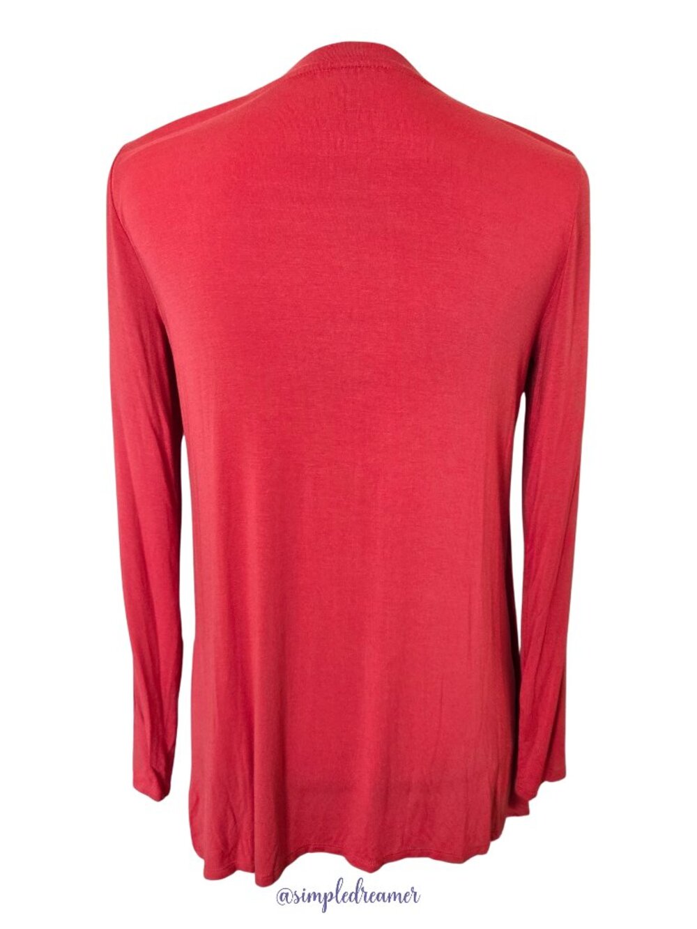 LOGO Lori Goldstein V-Neck Asymmetric Overlay Knit Top Blood Orange XS - Picture 3 of 13